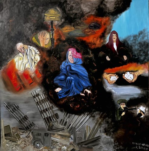 Destruction, 150 x 150, Oil on canvas (Zerstörung, Öl auf Leinwand) 11.03.2001-02.06.2004